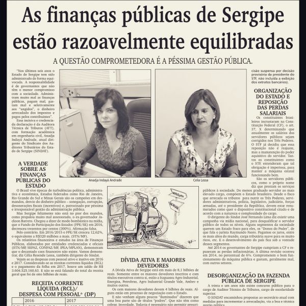 As finanças públicas de Sergipe estão razoavelmente equilibradas, mas falta gestão